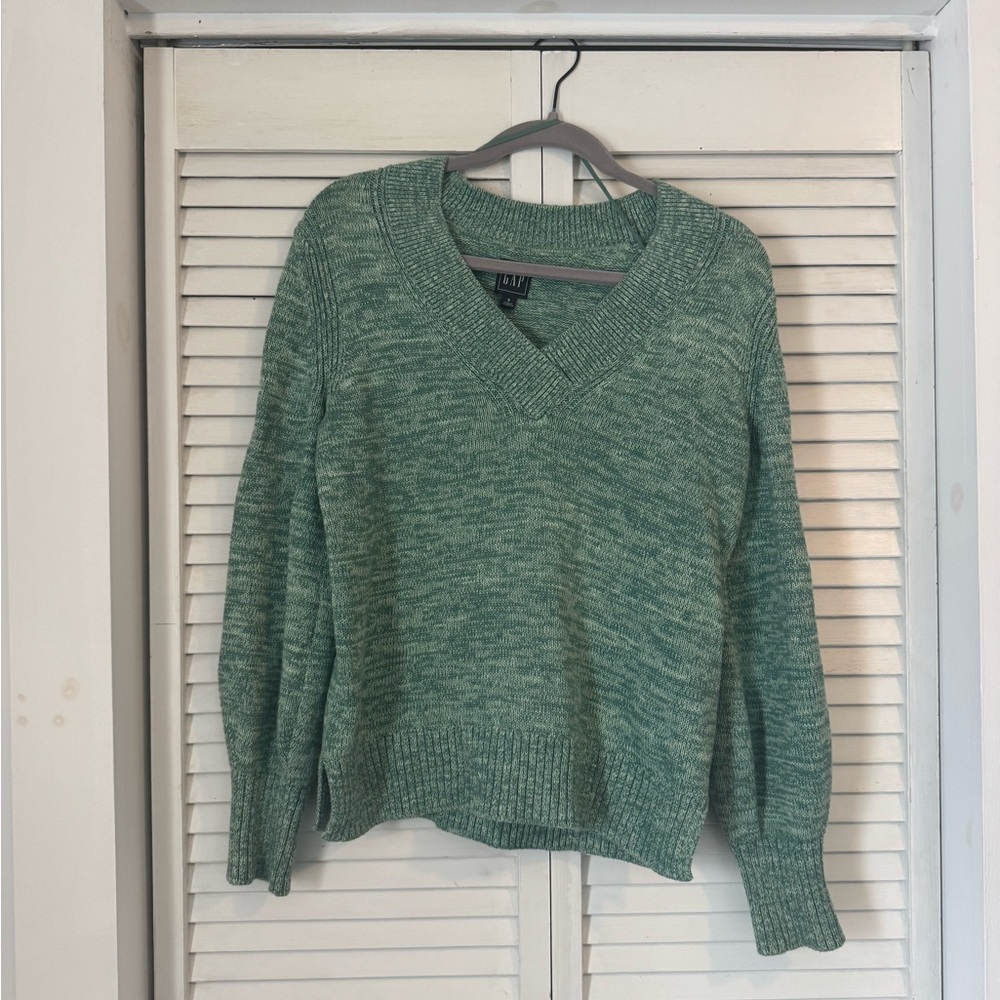 Gap Women’s Cozy Cotton Knit Teal V-Neck Sweater